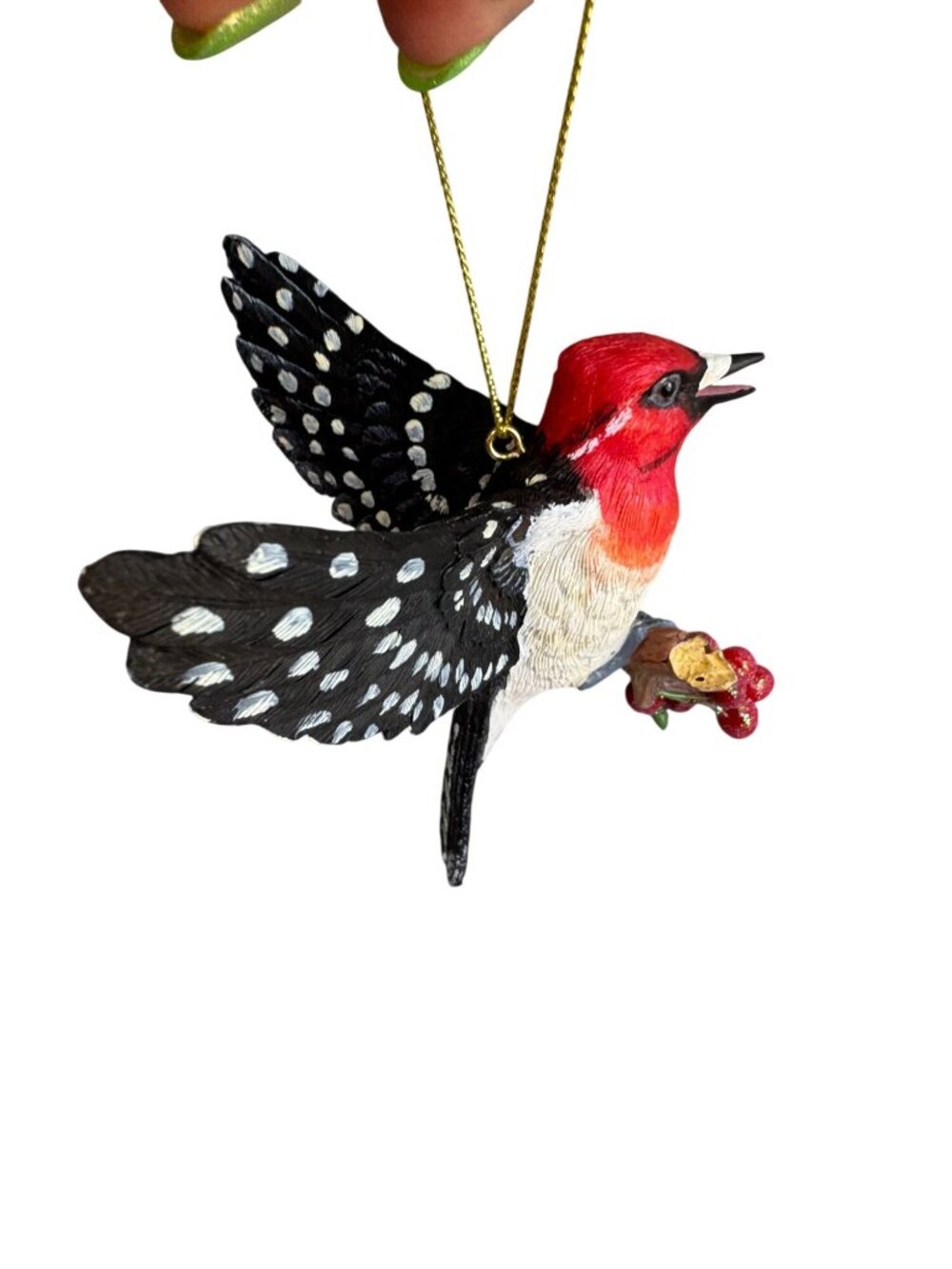 Danbury Mint Red Bird Ornament Hand-Painted Hanging Resin Decoration - Picture 3 of 7